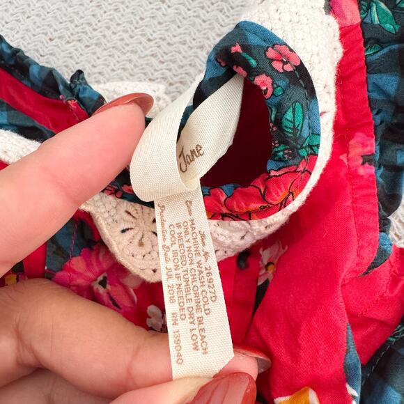 Matilda Jane Red + Green Sugar Plum Holiday Floral Ruffle Dress - 3 to 6 Months - Picture 5 of 9